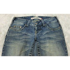 Fox Vintage Denim Jeans Women Size 38 Boot Cut Button Fly Faded Blue